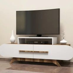Tv-Meubel Rose Melamine Walnoot Wit