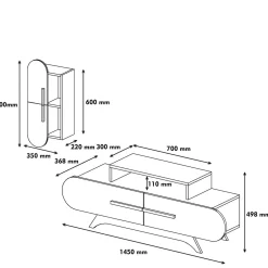 Tv-meubel Rose Wit/Walnoot Incl. Wandschap