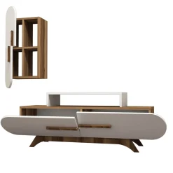 Tv-meubel Rose Wit/Walnoot Incl. Wandschap