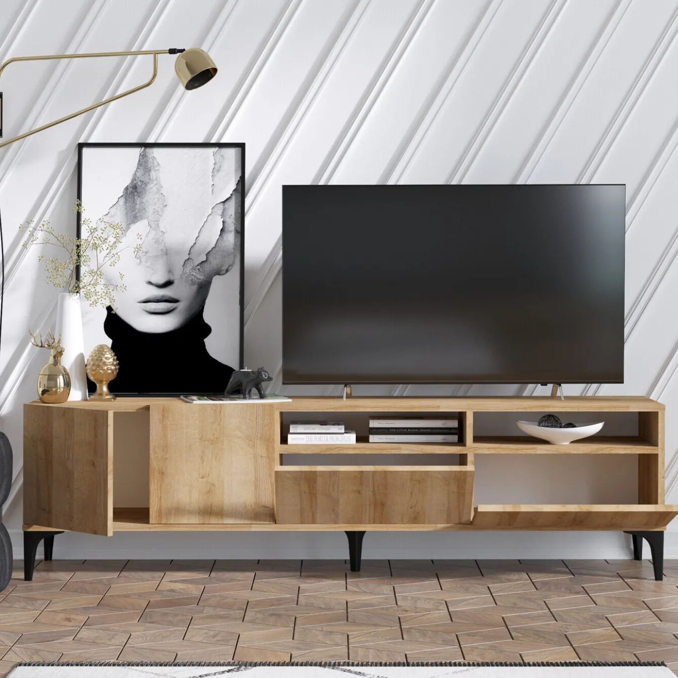 Tv-Meubel Ross Melamine Eiken