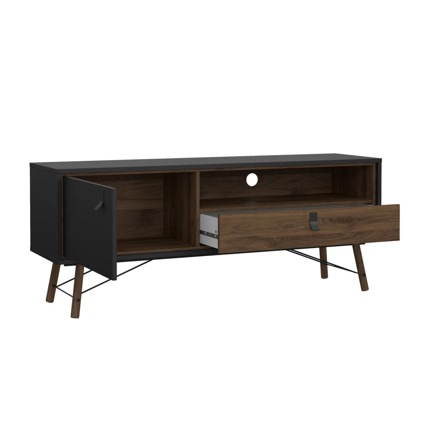 Tv-meubel Ry Noten Mat Zwart - Giga Living