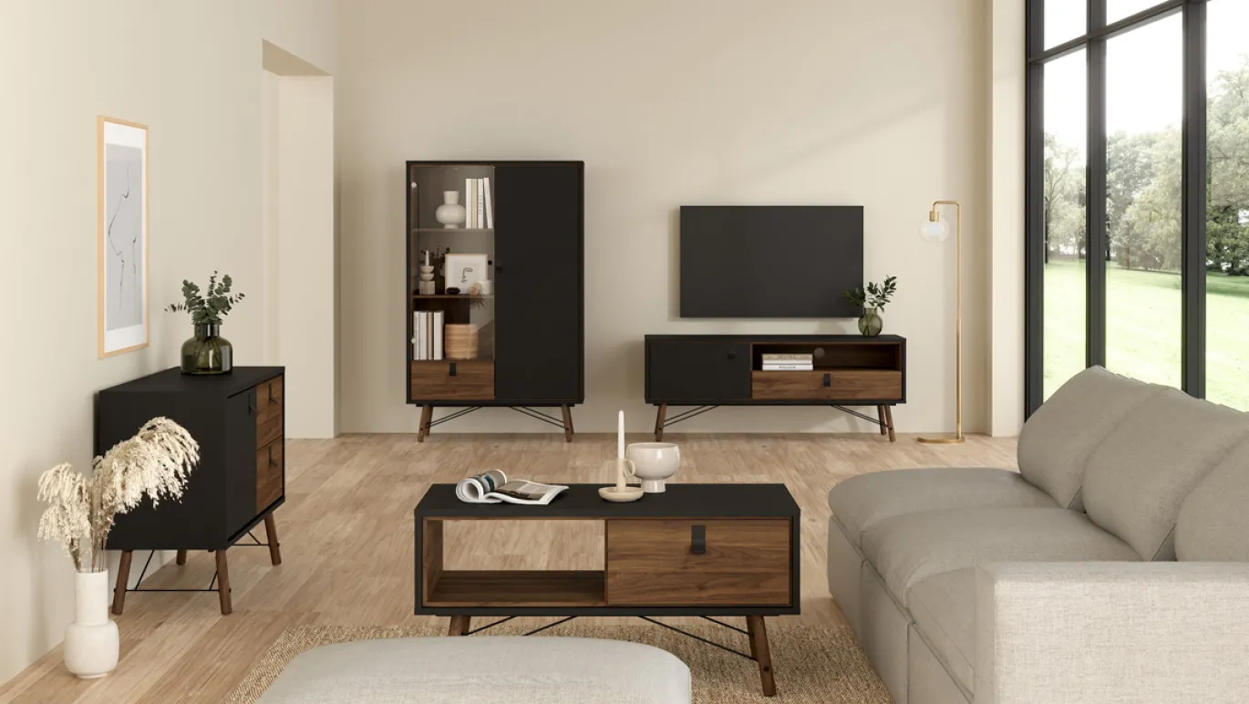 Tv-meubel Ry Noten Mat Zwart - Giga Living