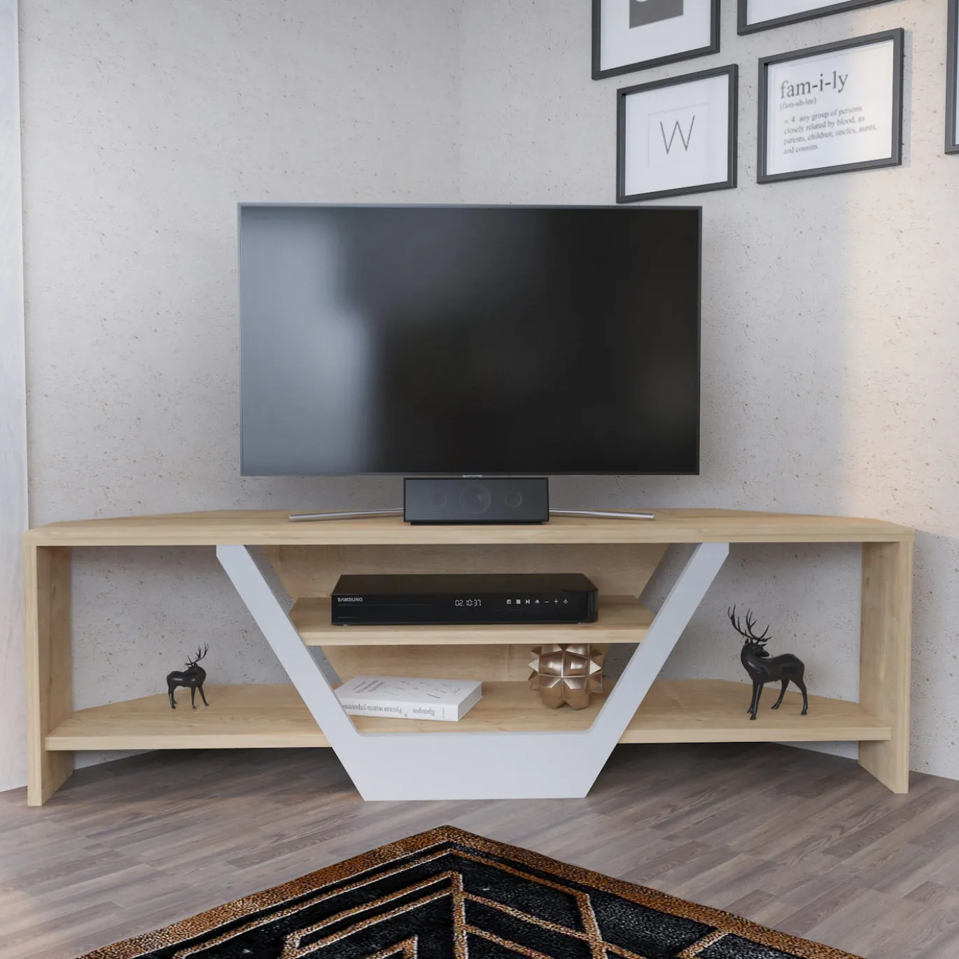 Tv-meubel Sares Naturel/Wit