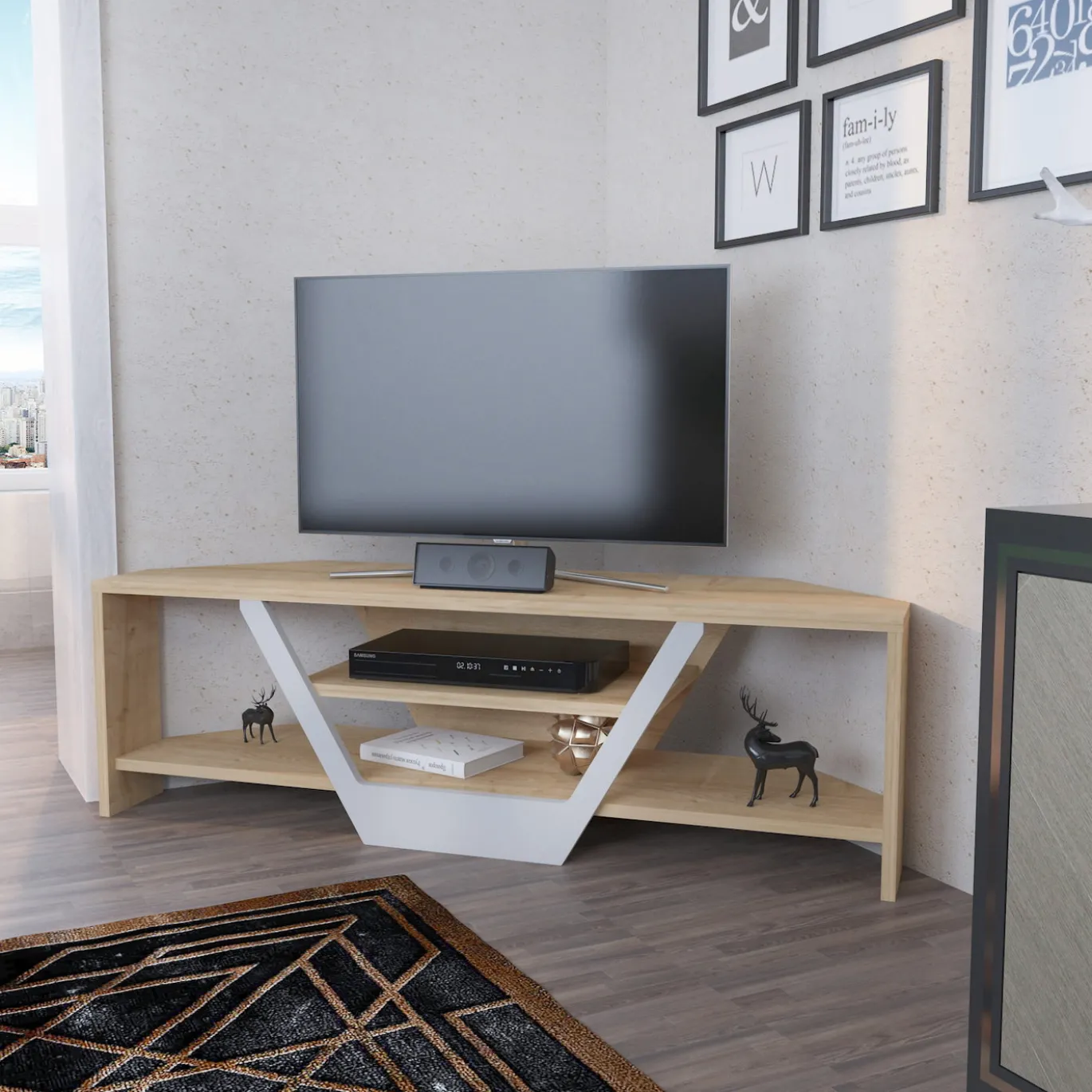 Tv-meubel Sares Naturel/Wit