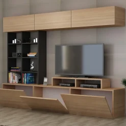 Tv-Meubel Sasa Melamine Teak Zwart