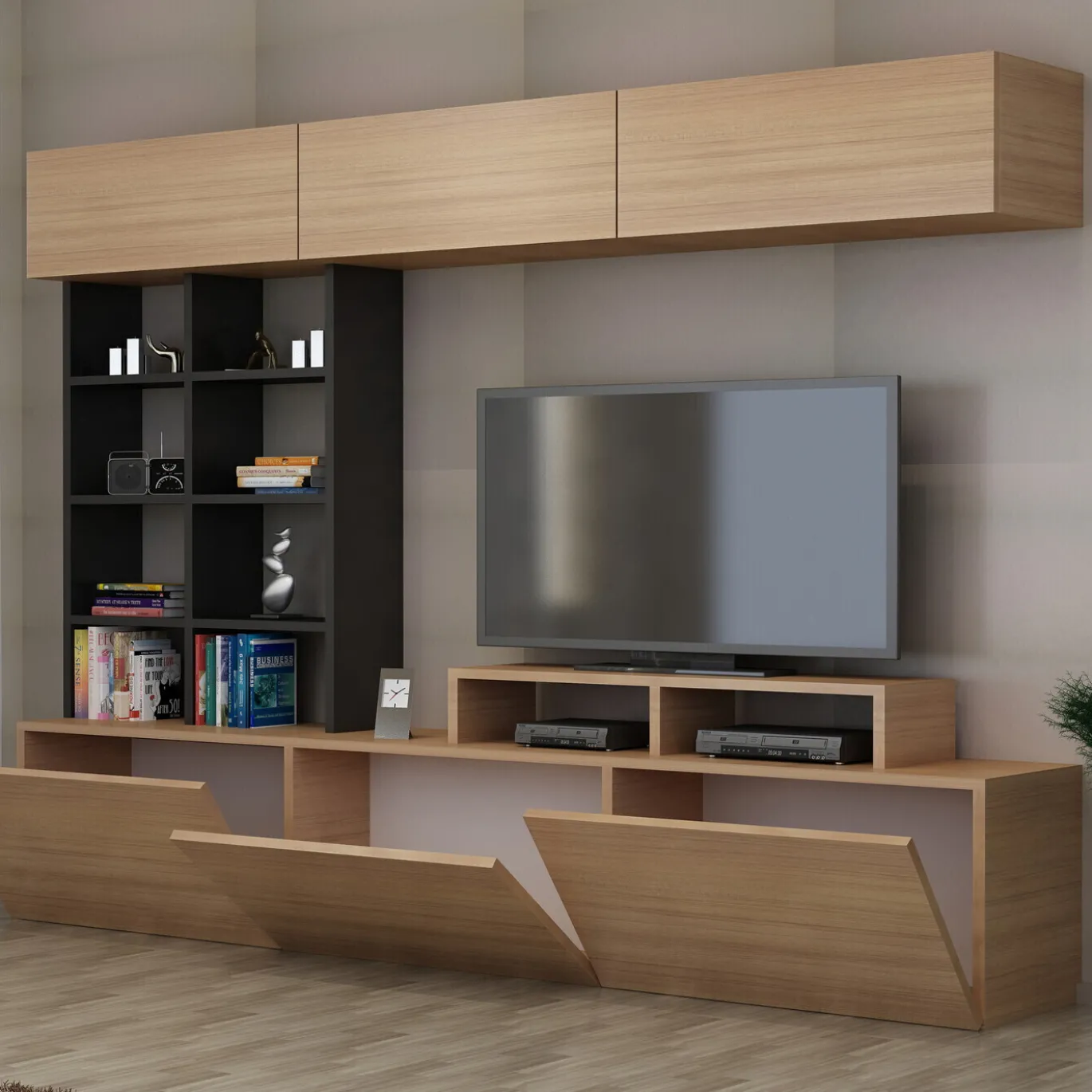 Tv-Meubel Sasa Melamine Teak Zwart