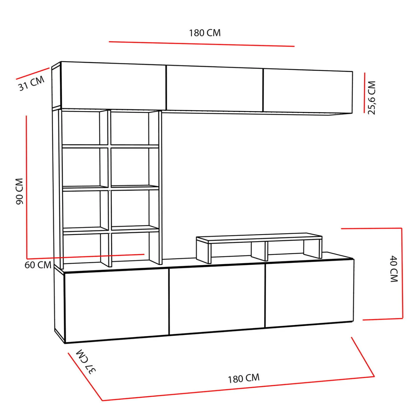 Tv-Meubel Sasa Melamine Teak Zwart