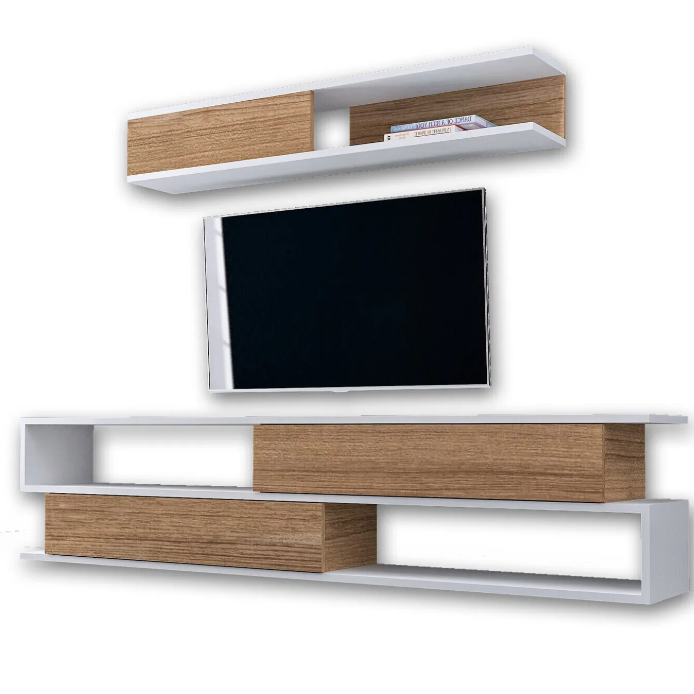 Tv-Meubel Sims Melamine Wit Teak
