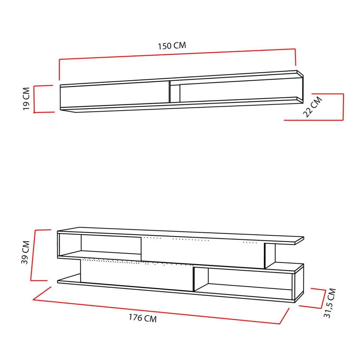 Tv-Meubel Sims Melamine Wit Teak