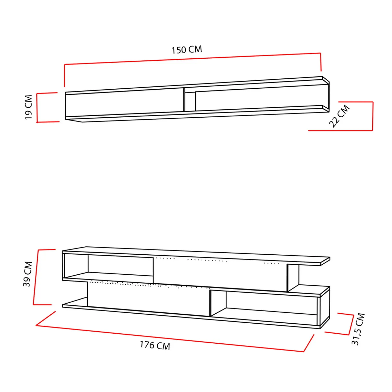 Tv-Meubel Sims Melamine Wit Zwart