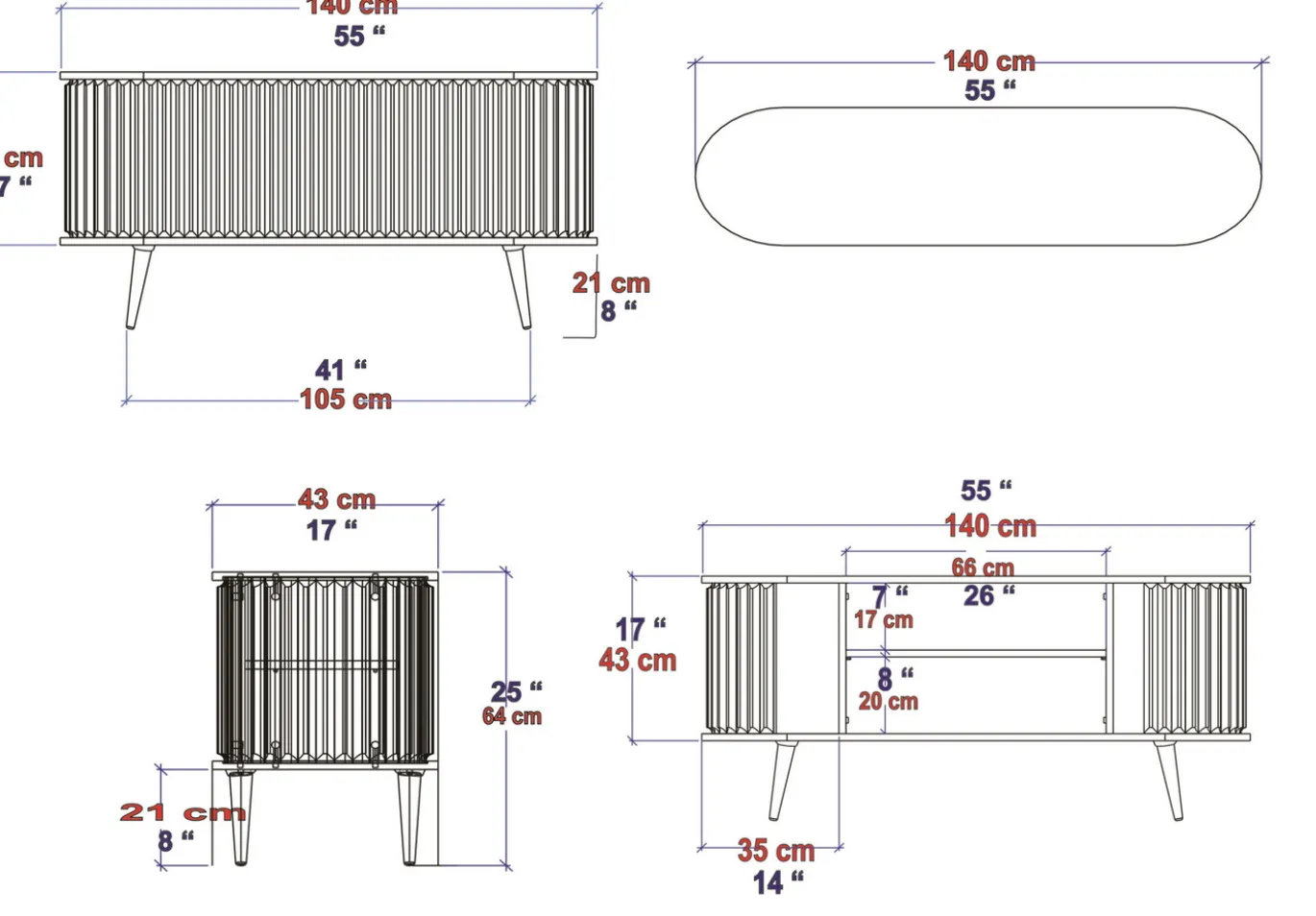 Tv-meubel Stor Wit/Naturel 140cm