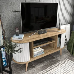 Tv-meubel Stor Wit/Naturel 140cm