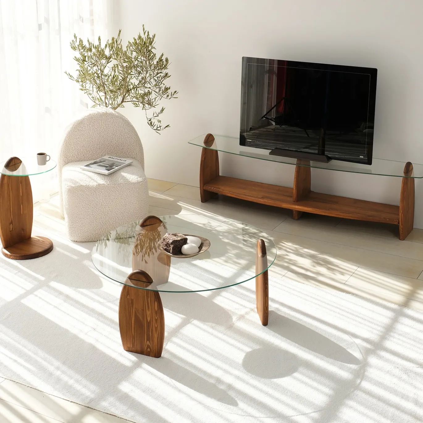 Tv-meubel Surf Glas/Bruin 160cm