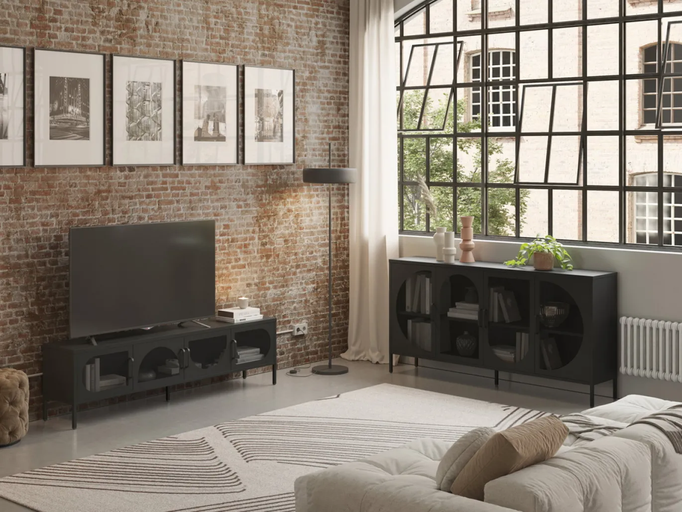 Tv-meubel Tayra 4d 180cm Zwart - Giga Meubel