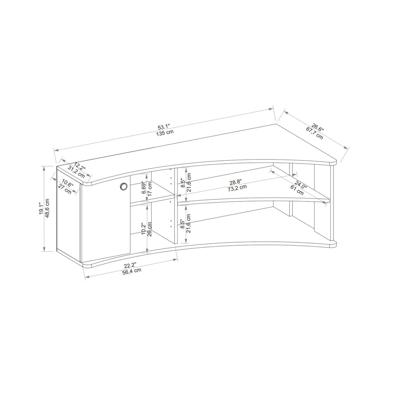 Tv-meubel Termera Naturel/Antraciet 135cm