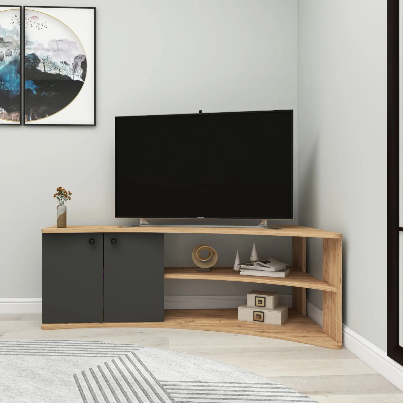 Tv-meubel Termera Naturel/Antraciet 135cm