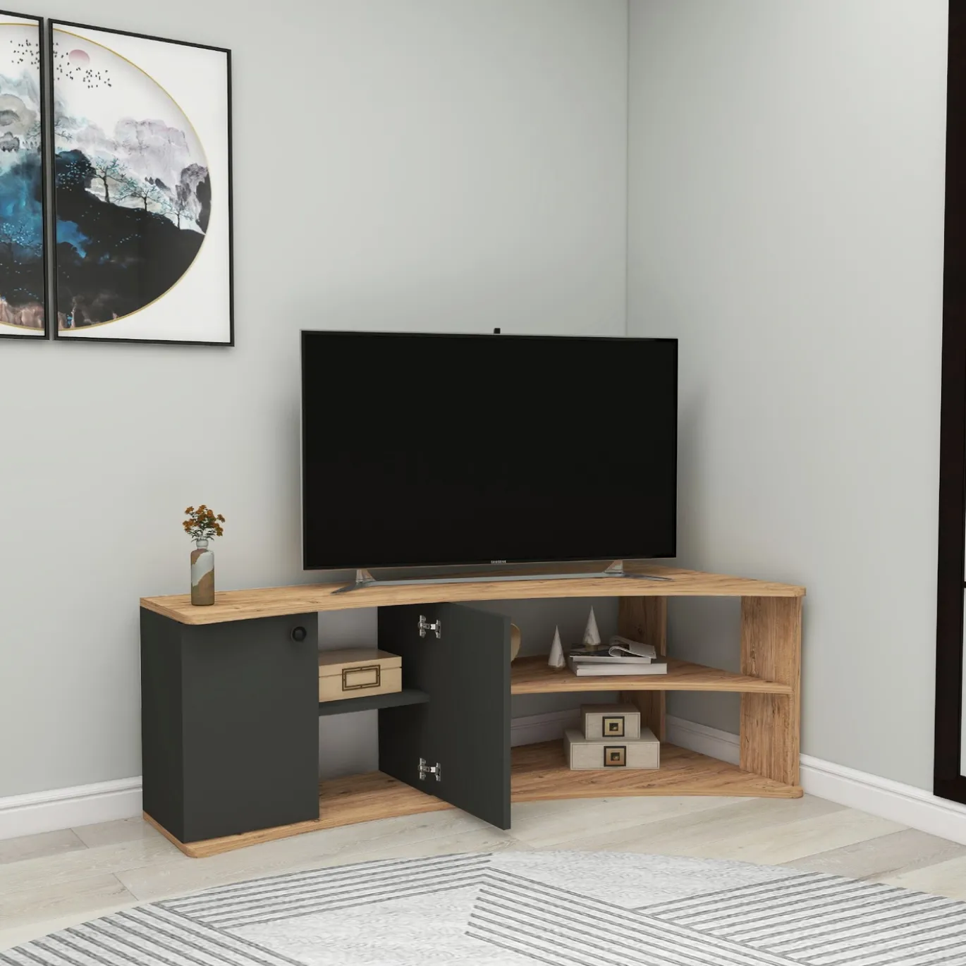 Tv-meubel Termera Naturel/Antraciet 135cm