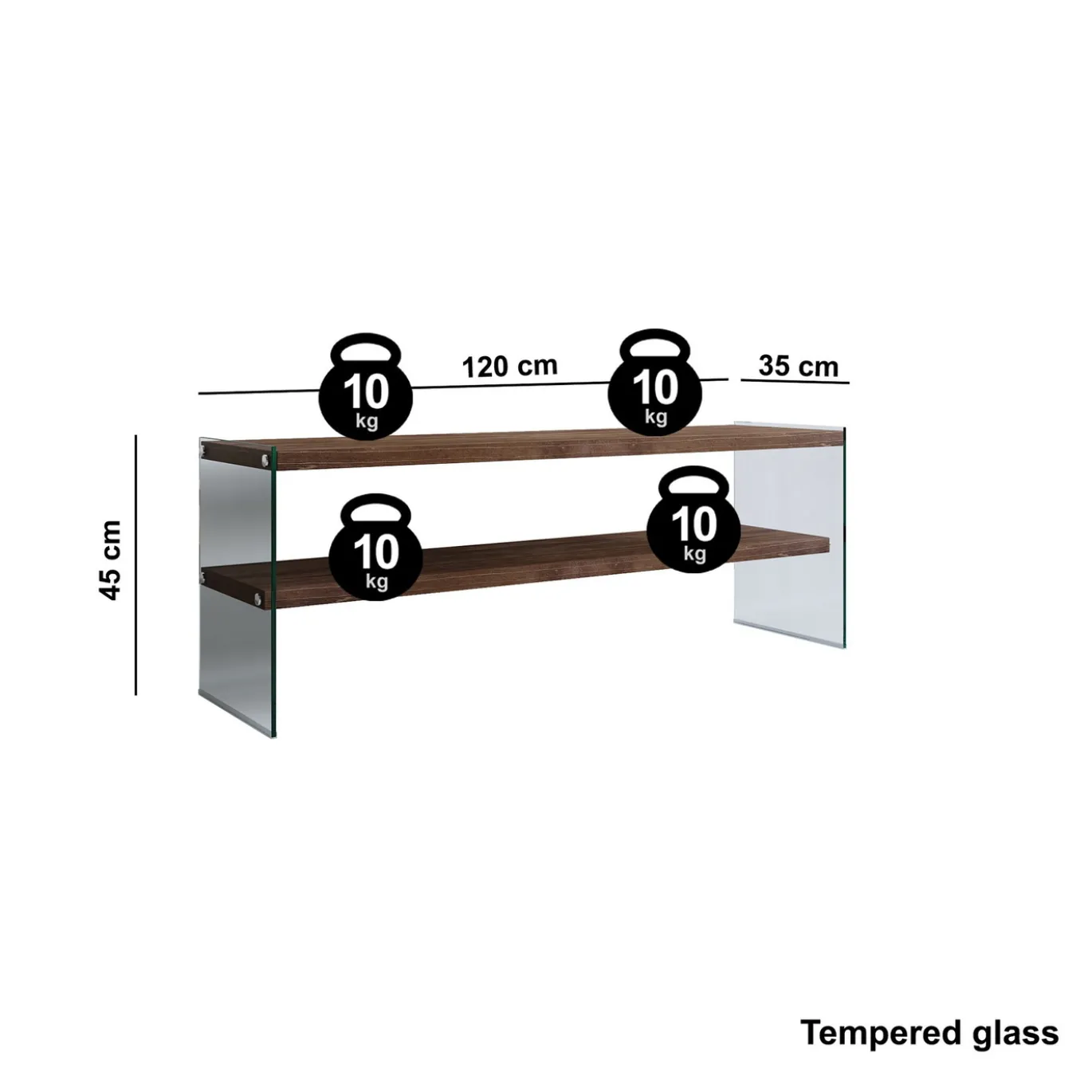 Tv-meubel Tokat Walnoot/Glas
