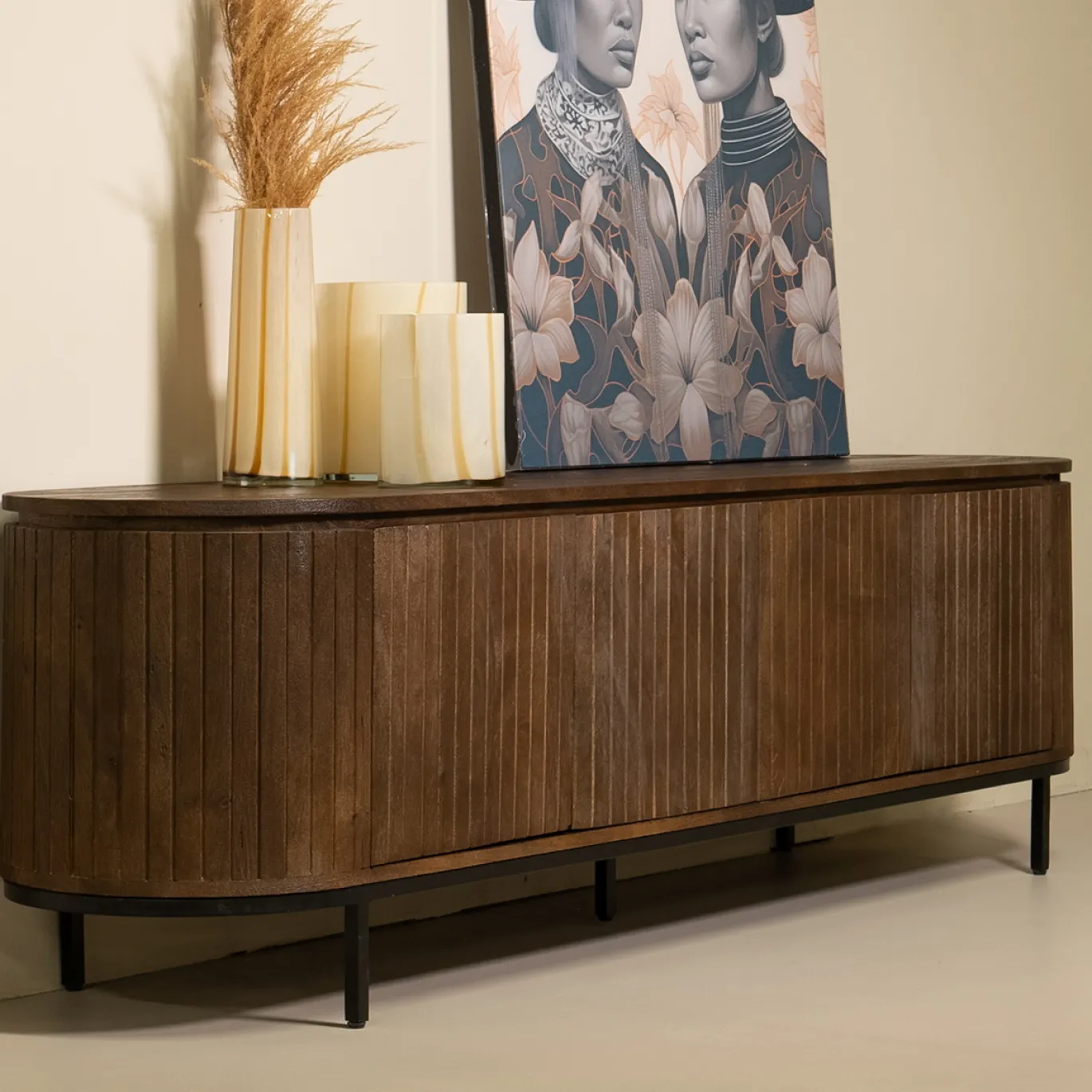 Tv-meubel Tora Walnoot 200cm Mangohout - Giga Meubel