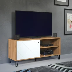 Tv-meubel Touch Melamine Naturel/Wit 123cm