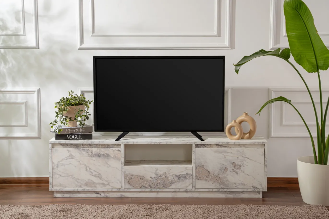 Tv-meubel Vanguard Wit Marmerlook 160cm