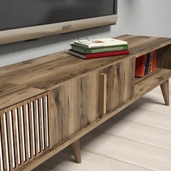 Tv-meubel + Wandschap Milan Melamine Walnoot