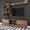 Tv-meubel + Wandschap Zafer Melamine Walnoot