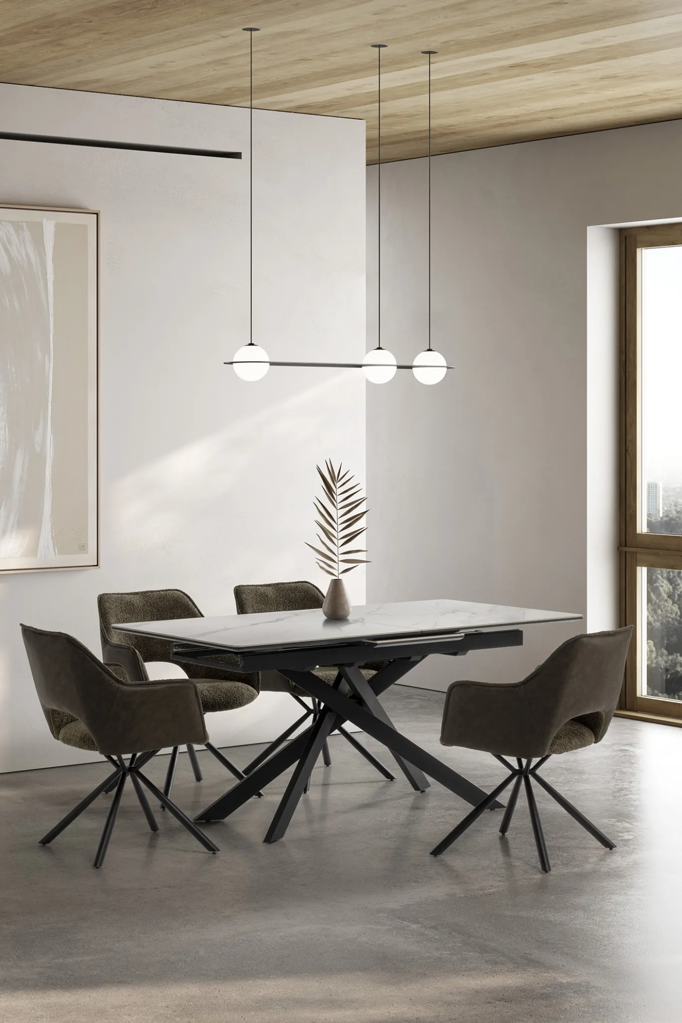 Uitschuifbare Eettafel Belma 160/200 Wit Matt Keramiek - Giga Meubel