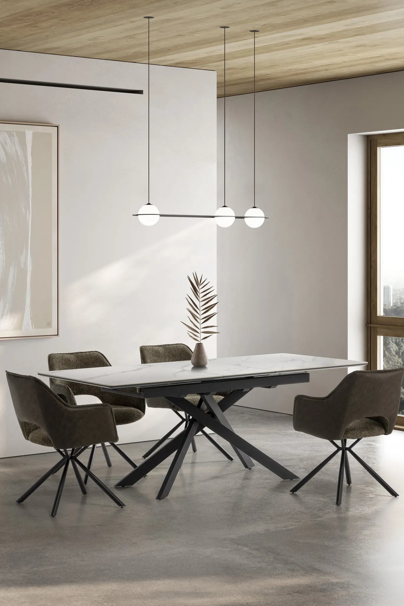Uitschuifbare Eettafel Belma 160/200 Wit Matt Keramiek - Giga Meubel