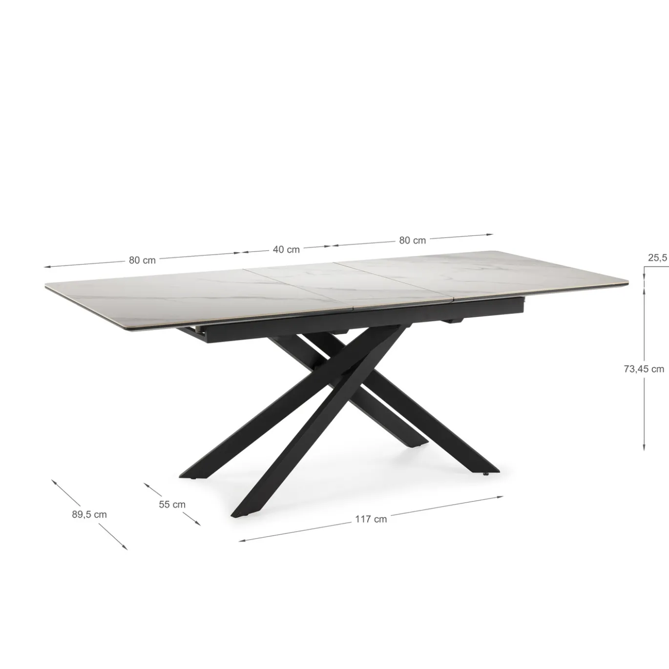 Uitschuifbare Eettafel Belma 160/200 Wit Matt Keramiek - Giga Meubel