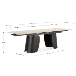 Uitschuifbare Eettafel Crisia 180/260cm Travertine - Giga Meubel