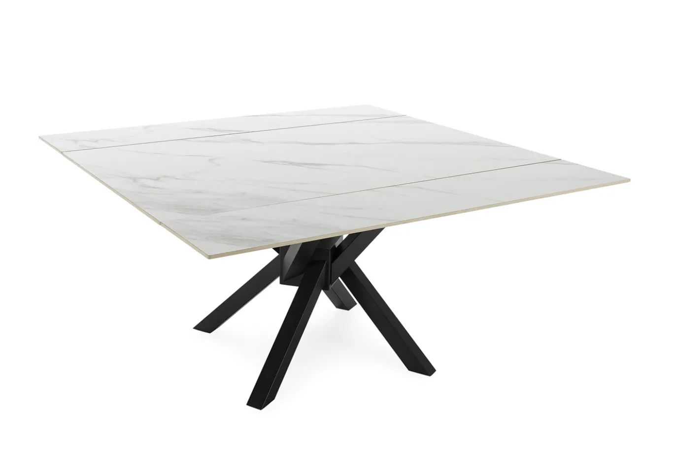 Uitschuifbare Tafel Arlene 90/150 Wit Zwart met Metaal - Giga Meubel