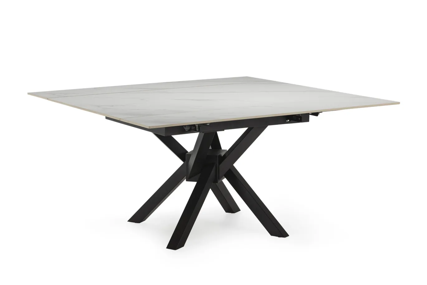 Uitschuifbare Tafel Arlene 90/150 Wit Zwart met Metaal - Giga Meubel