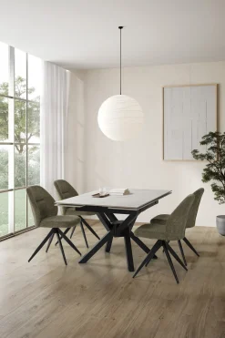 Uitschuifbare Tafel Arlene 90/150 Wit Zwart met Metaal - Giga Meubel