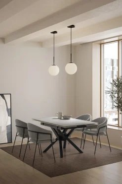 Uitschuifbare Tafel Arlene 90/150 Wit Zwart met Metaal - Giga Meubel