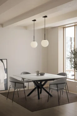 Uitschuifbare Tafel Arlene 90/150 Wit Zwart met Metaal - Giga Meubel