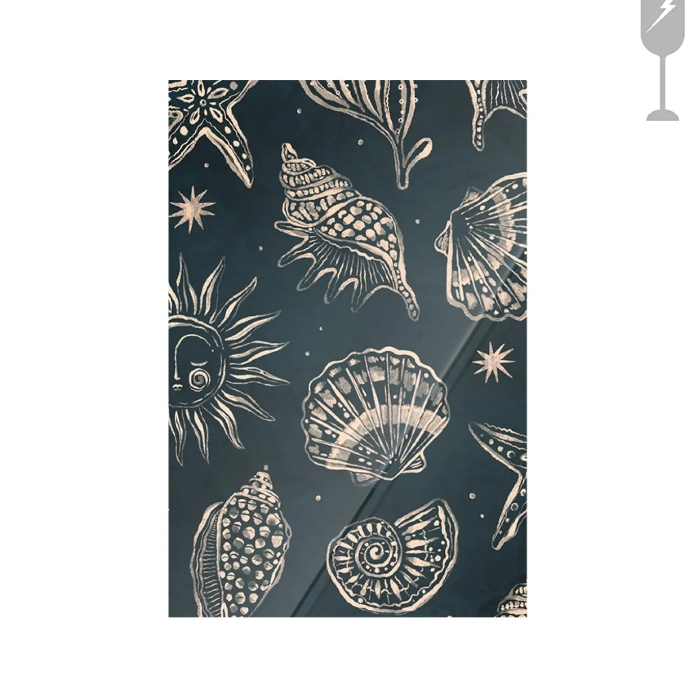 Urban Cotton Glasschilderij Seashells Midnight 40x60cm