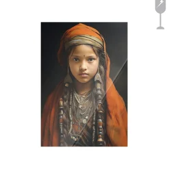 Urban Cotton Glasschilderij Traditional Girl 40x60cm