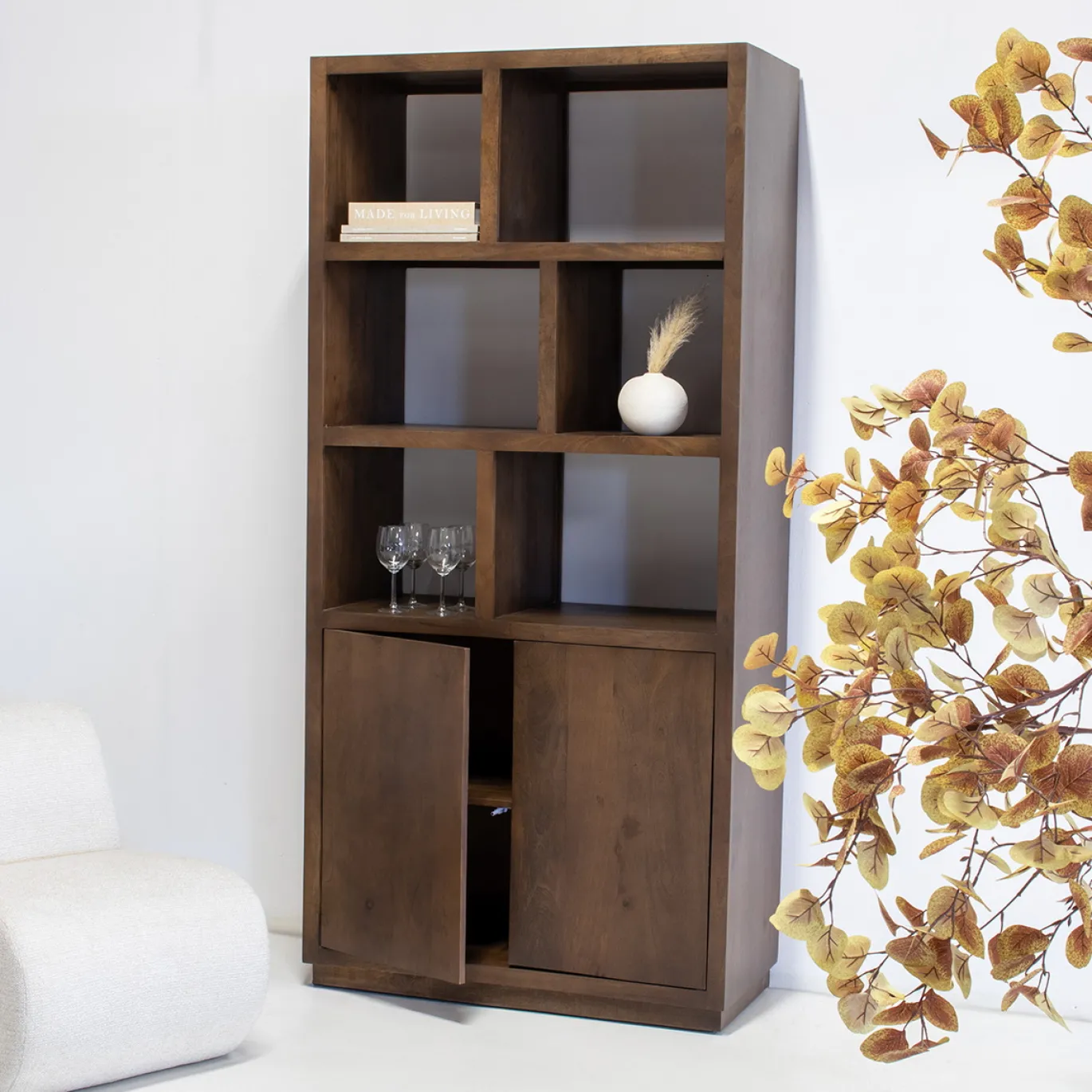 Vakkenkast Luxurious Walnoot 100cm - Giga Meubel