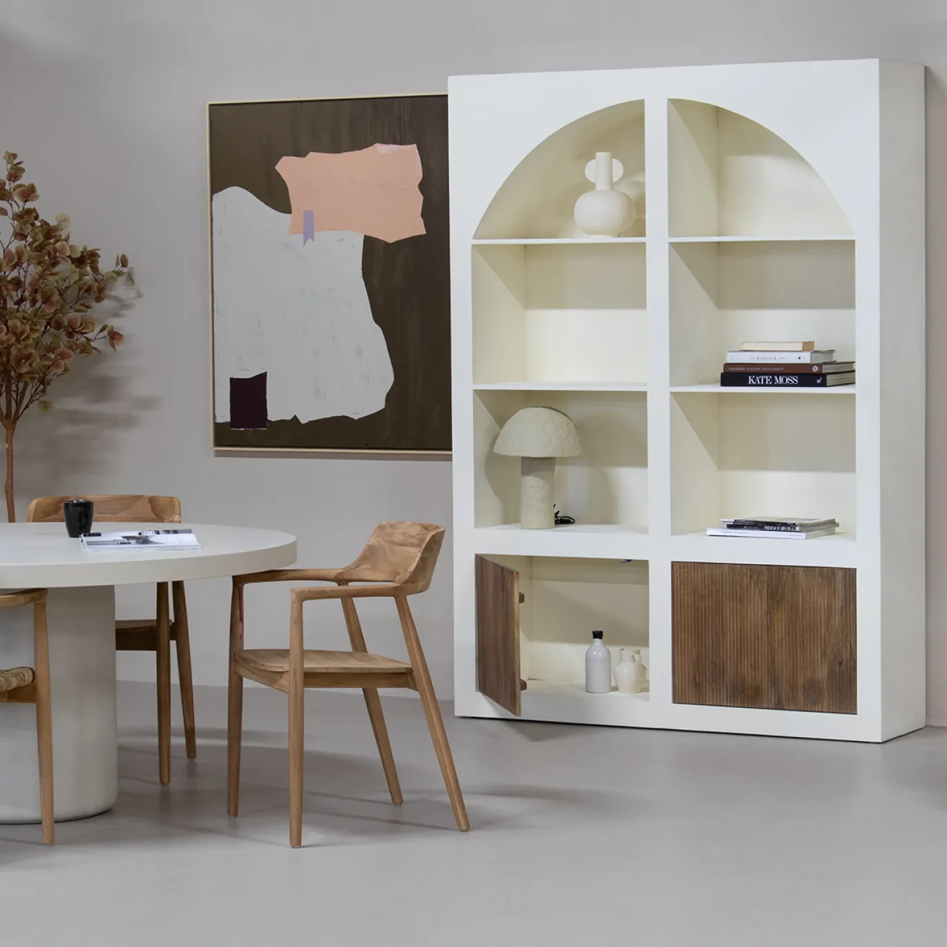 Vakkenkast Miné Beige 150cm - Giga Meubel