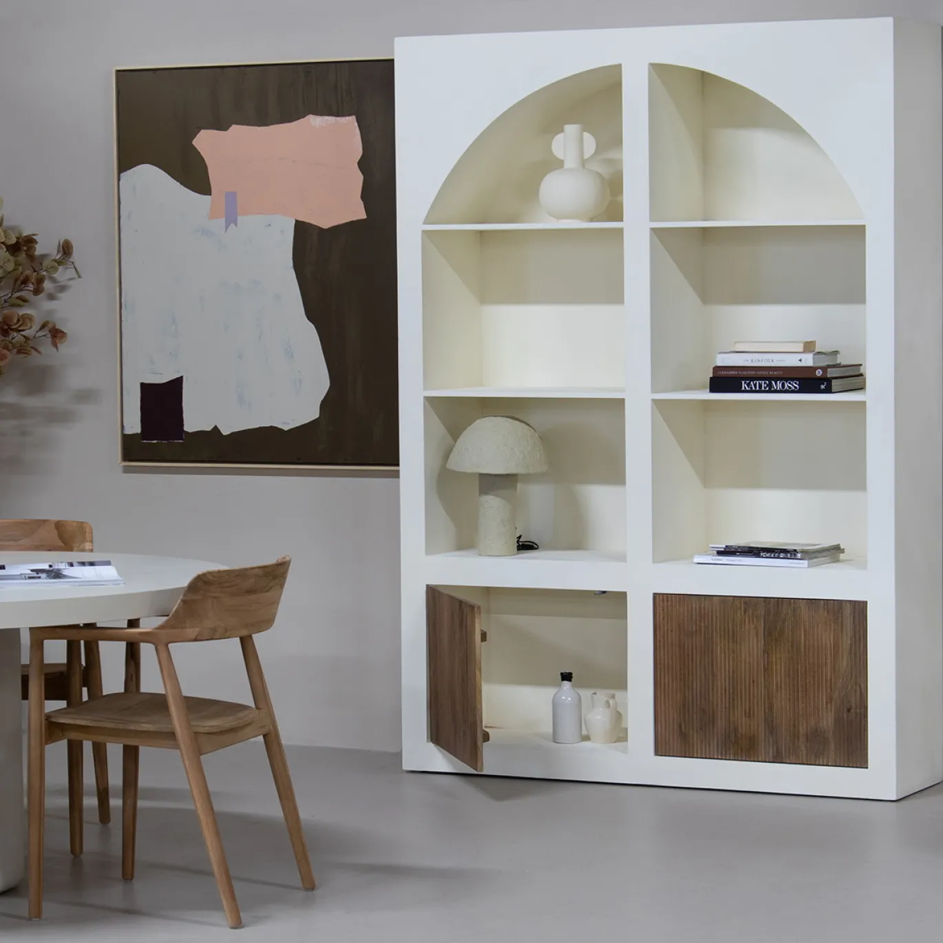 Vakkenkast Miné Beige 150cm - Giga Meubel