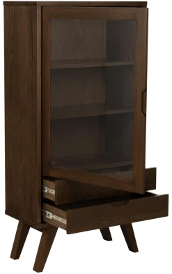 Vitrinekast Annie Eikenfineer Smoke 145cm - Giga Living