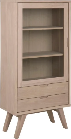 Vitrinekast Annie Eikenfineer Wit 145cm - Giga Living