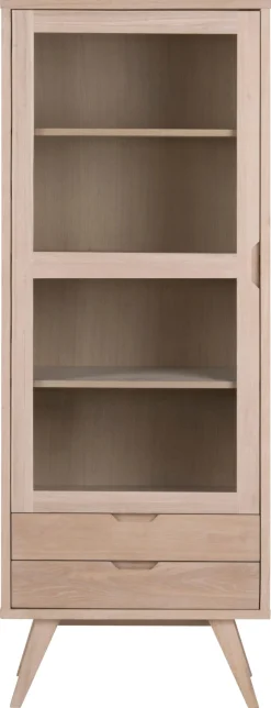 Vitrinekast Annie Eikenfineer Wit 190cm - Giga Living
