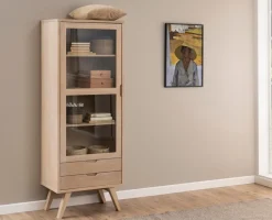 Vitrinekast Annie Eikenfineer Wit 190cm - Giga Living