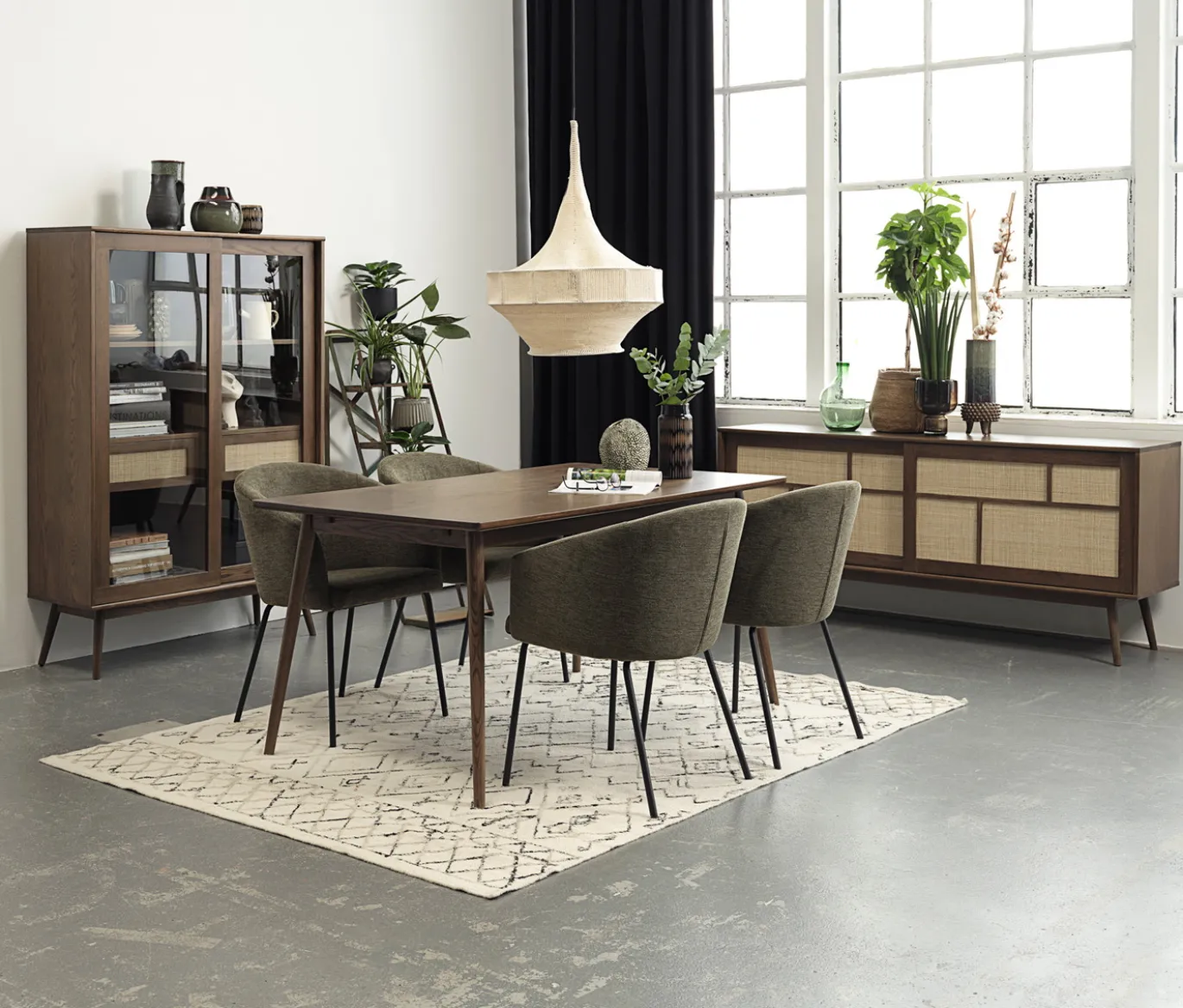 Vitrinekast Barrali Smoked Eiken 160cm - Giga Living