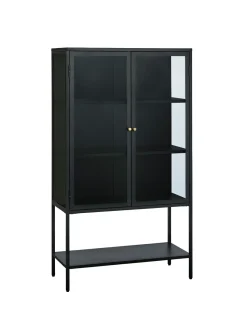 Vitrinekast Carmel Hoog Zwart Metaal 160cm - Giga Living
