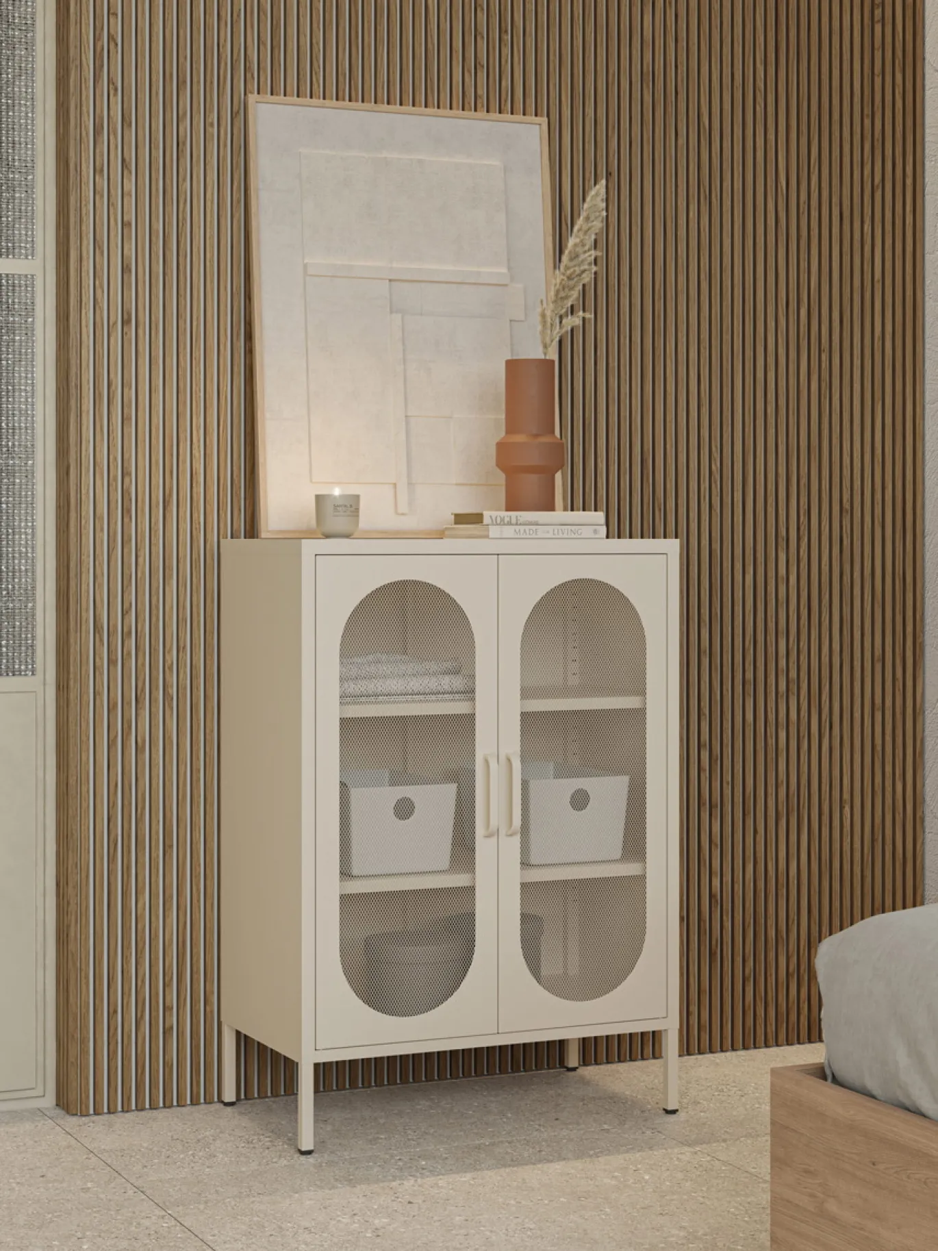 Vitrinekast Diora 2d Crème - Giga Meubel