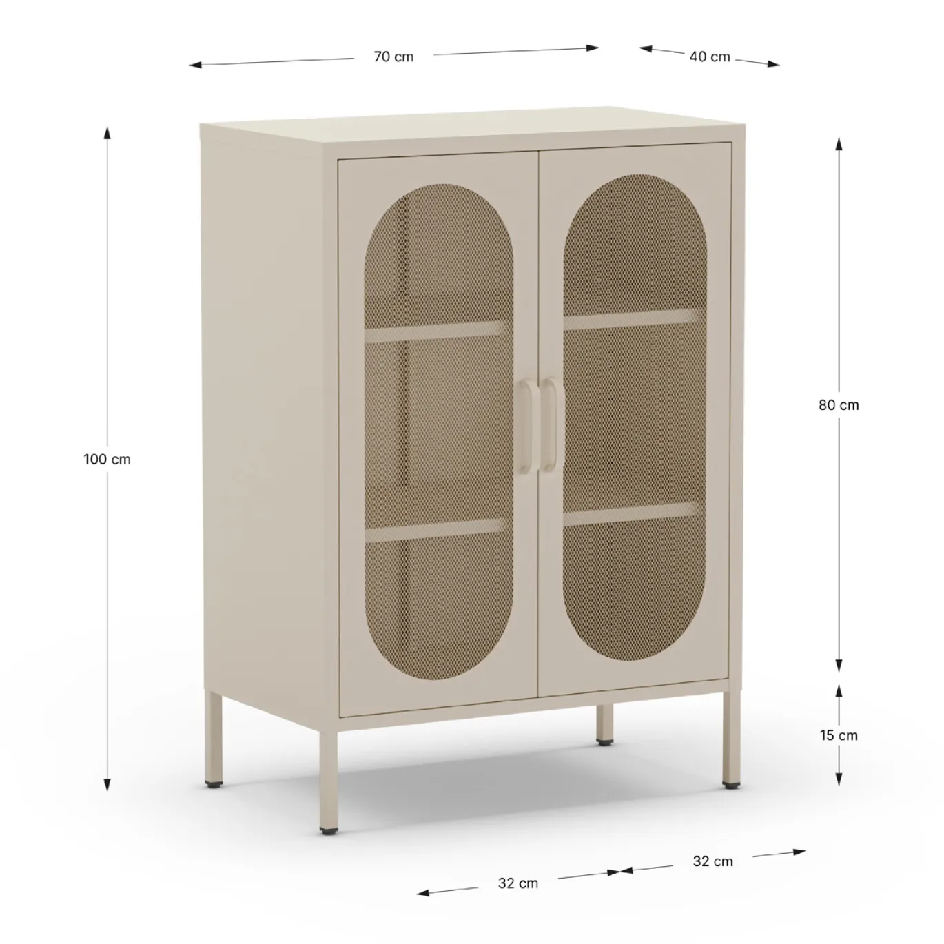 Vitrinekast Diora 2d Crème - Giga Meubel