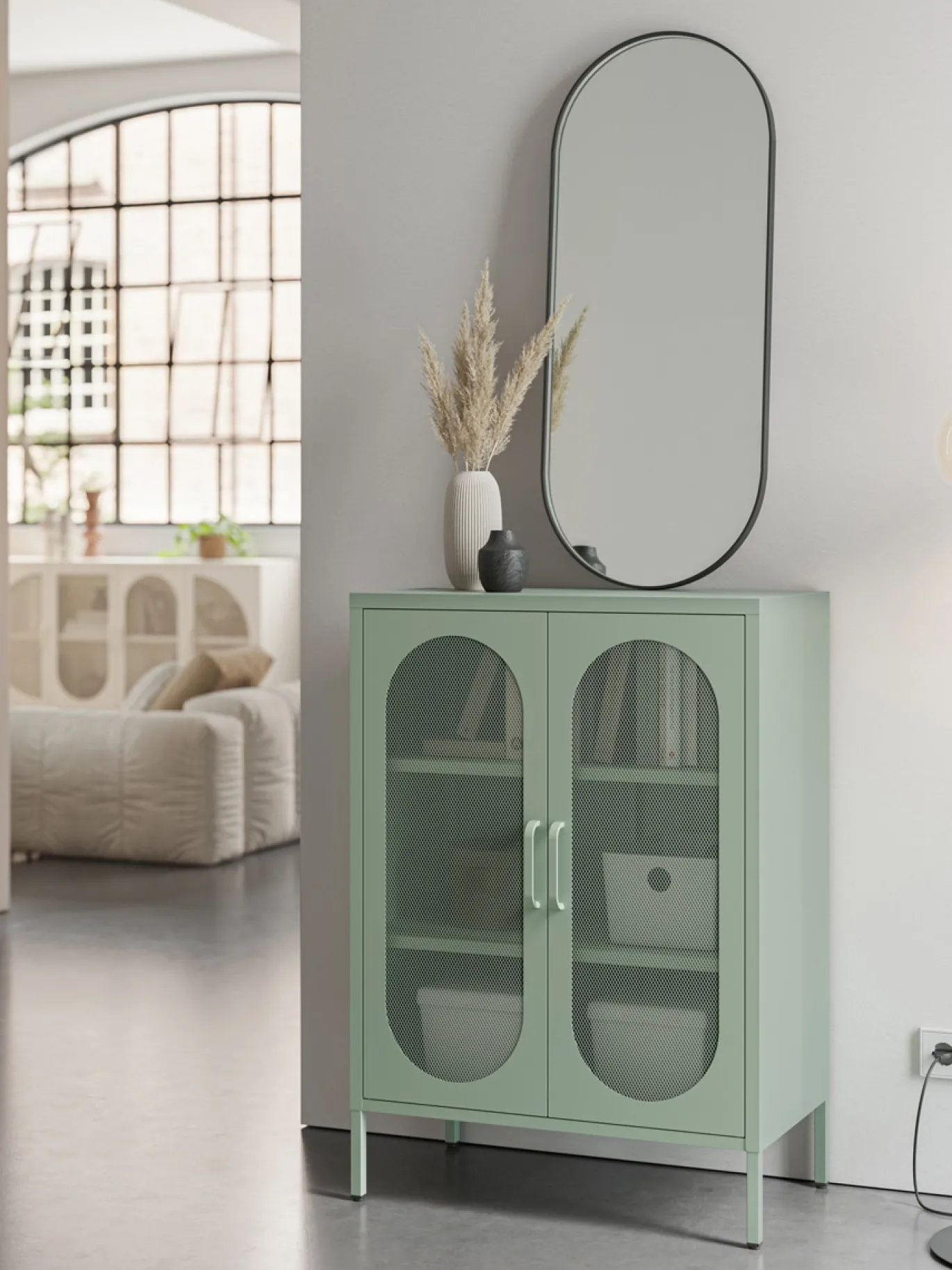 Vitrinekast Diora 2d Mintgroen - Giga Meubel